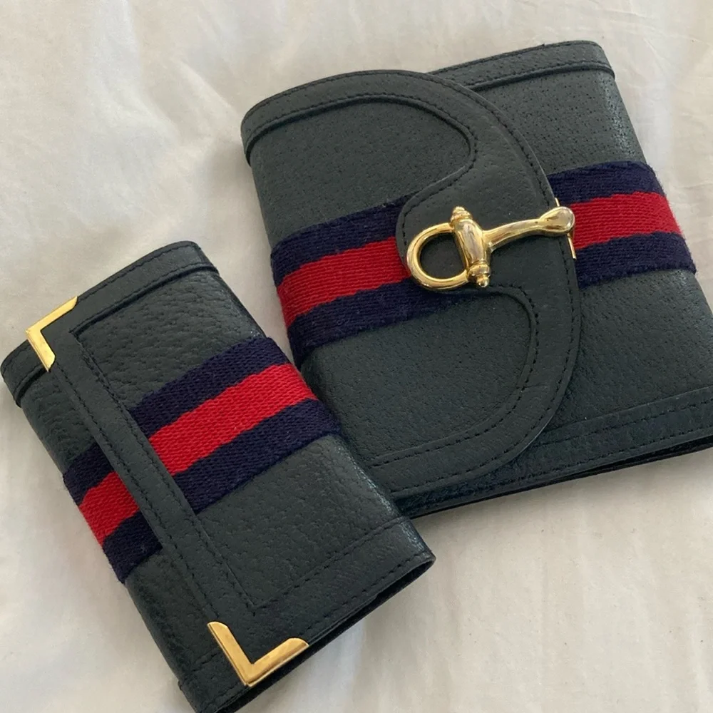 🆕 ITALIAN Crafted Ladies Navy Wallet & Key Case “SET” with Red and Blue Stripes! - Picture 7 of 7